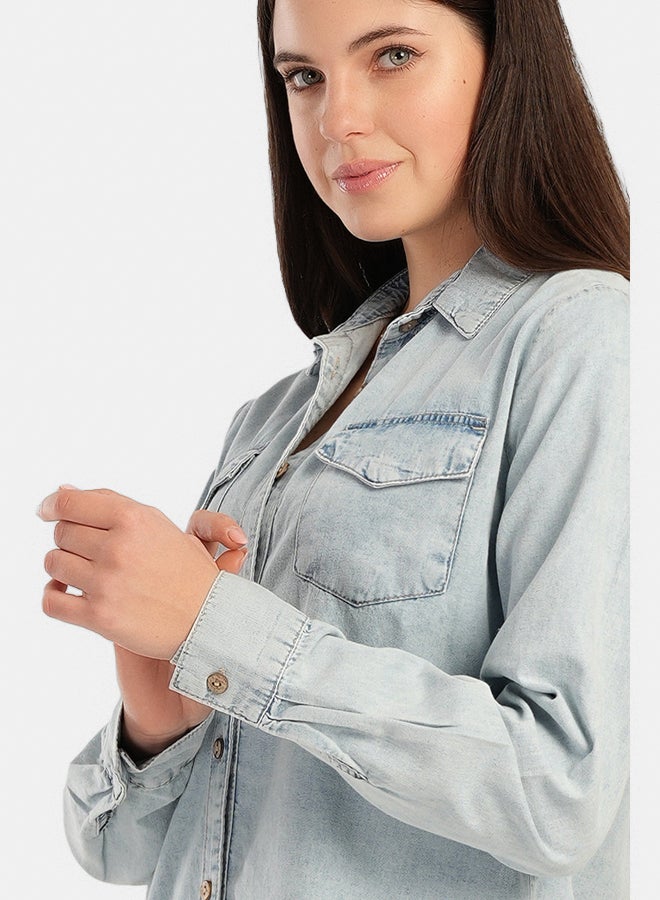 Carina Denim Shirt with Flap Pockets - Image 4