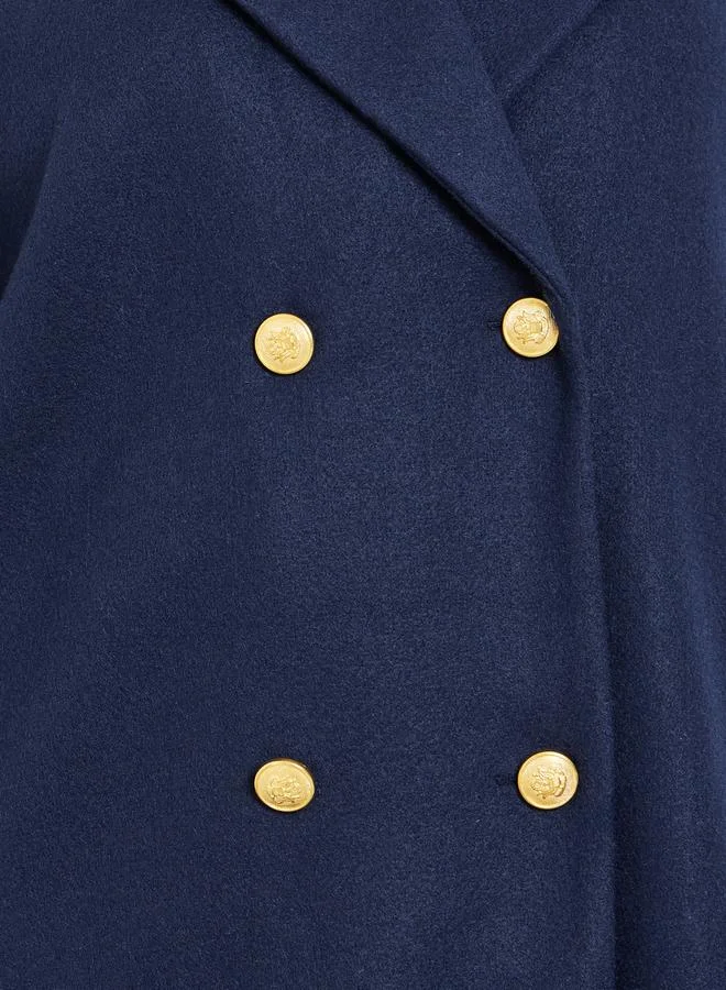 Take Two Navy Blue Midi Button Coat