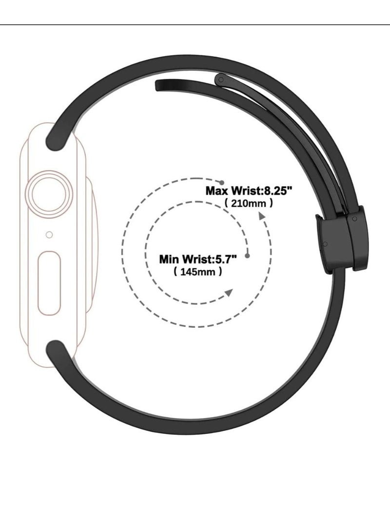 Apple Watch bracelet with magnetic closure  modern shape  size 42  black color - Image 3