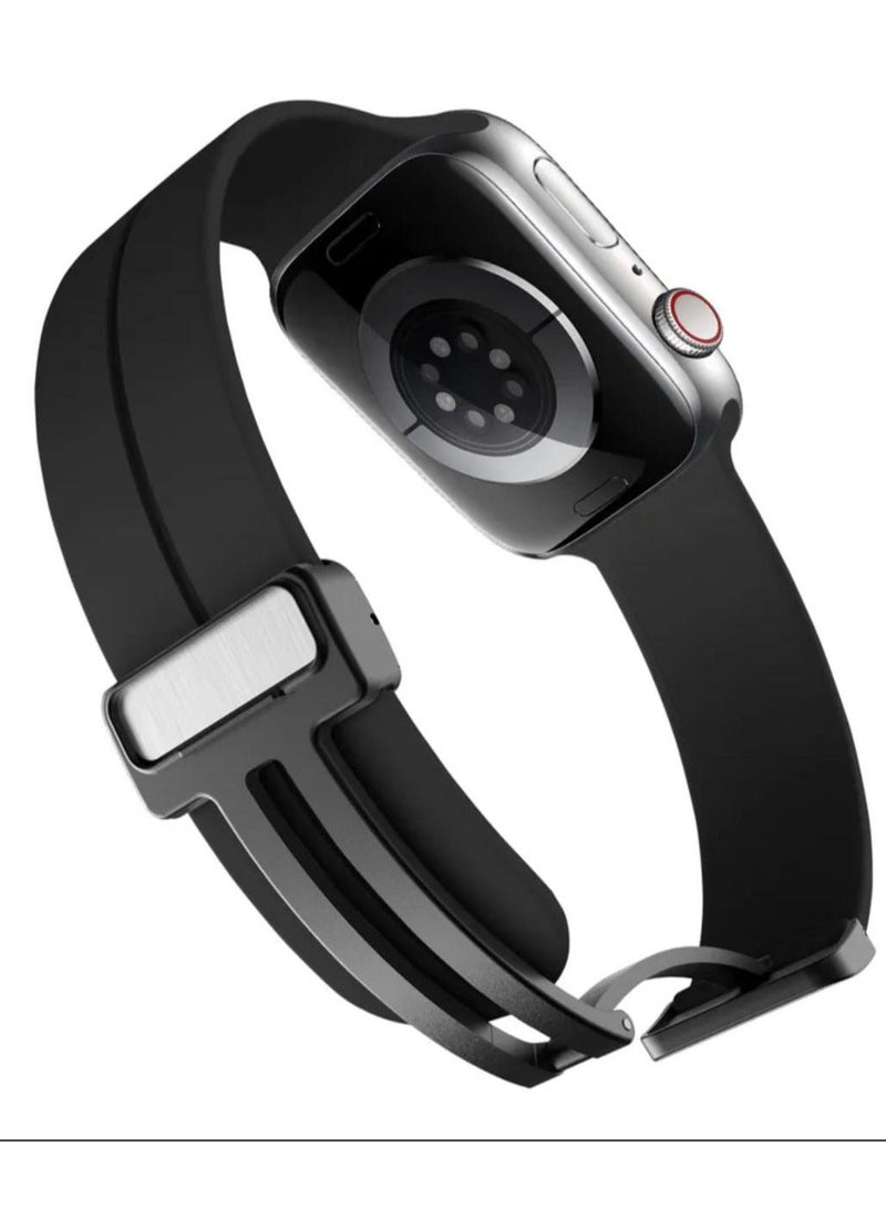 Apple Watch bracelet with magnetic closure  modern shape  size 42  black color - Image 2