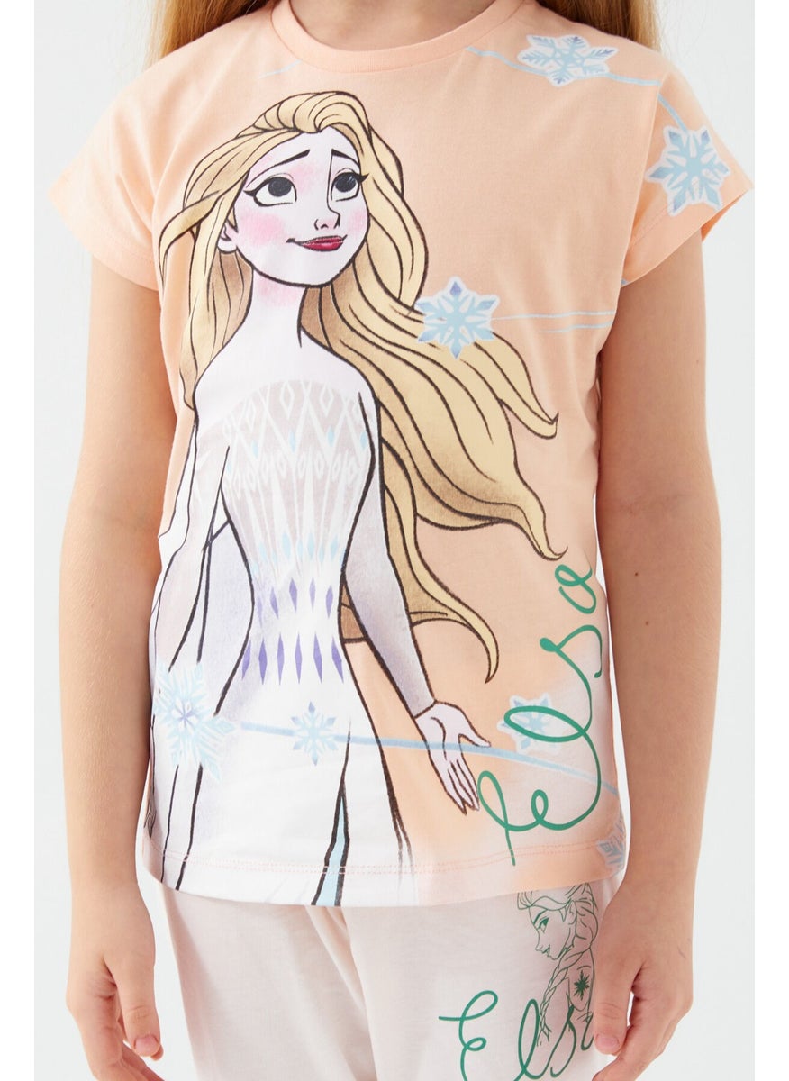Disney FROZEN Elsa Salmon Girl's Short Sleeve Pajama Set  - Image 3