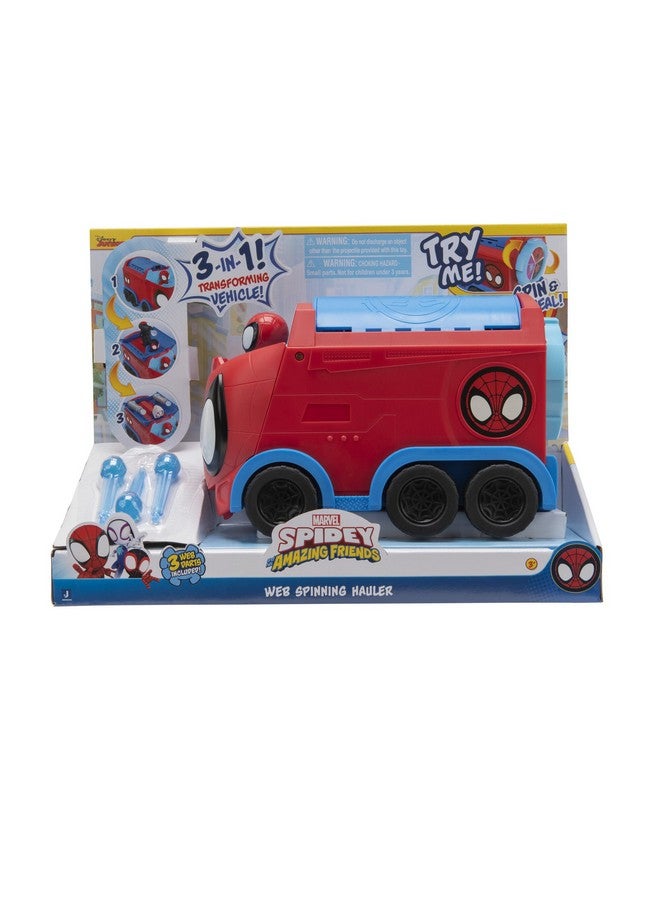 Marvel Spidey and His Amazing Friends Web Spinning Hauler - 8-Inch 3-in-1 Transforming Vehicle - Toys Featuring Your Friendly Neighborhood Spideys - Image 2
