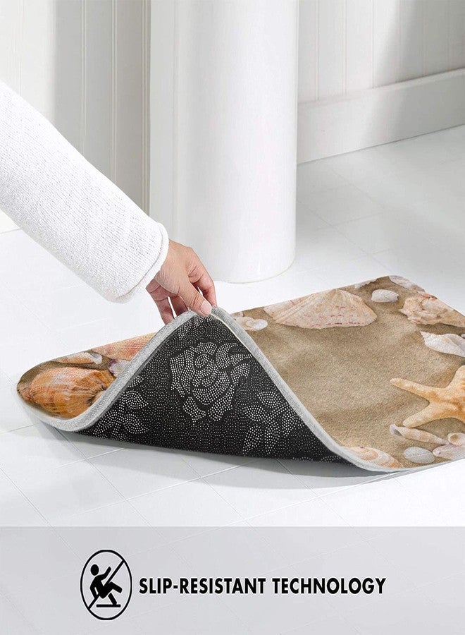 Yaateeh Natural Seashore Shower Seashell Starfish On Beach Sand Sea Bath Mat Non-Slip Absorbent Velvet Bathroom Rug Carpet Rugs for Entrance Indoor Doormat Mats - Image 5