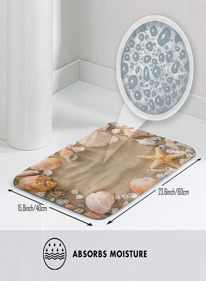 Yaateeh Natural Seashore Shower Seashell Starfish On Beach Sand Sea Bath Mat Non-Slip Absorbent Velvet Bathroom Rug Carpet Rugs for Entrance Indoor Doormat Mats - Image 4