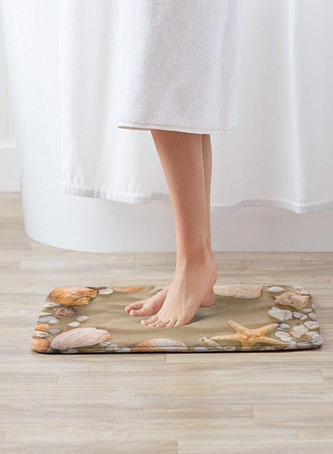 Yaateeh Natural Seashore Shower Seashell Starfish On Beach Sand Sea Bath Mat Non-Slip Absorbent Velvet Bathroom Rug Carpet Rugs for Entrance Indoor Doormat Mats - Image 3