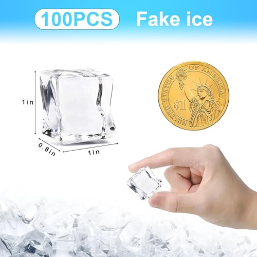 DomeStar 100PCS Clear Fake Ice Cubes, Acrylic Fake Ice Vase Fillers Centerpiece Photography Accessories Food Props Table Scatter Decoration - Image 4