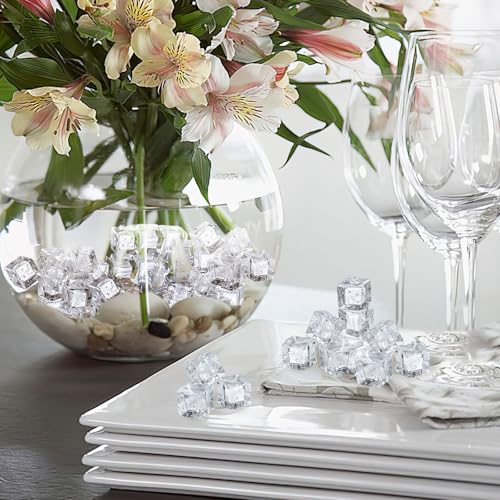 DomeStar 100PCS Clear Fake Ice Cubes, Acrylic Fake Ice Vase Fillers Centerpiece Photography Accessories Food Props Table Scatter Decoration - Image 2