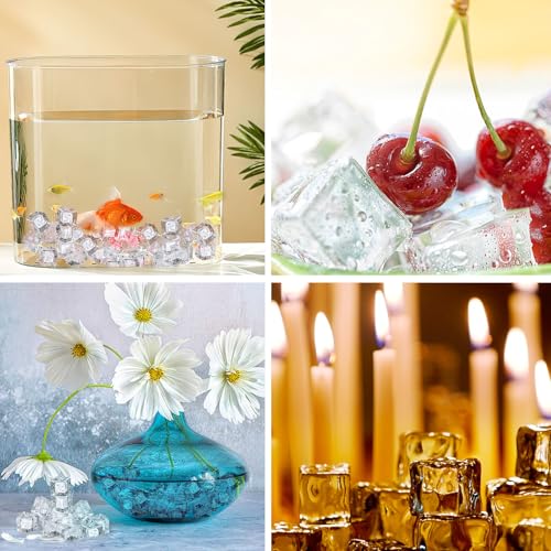 DomeStar 100PCS Clear Fake Ice Cubes, Acrylic Fake Ice Vase Fillers Centerpiece Photography Accessories Food Props Table Scatter Decoration - Image 5