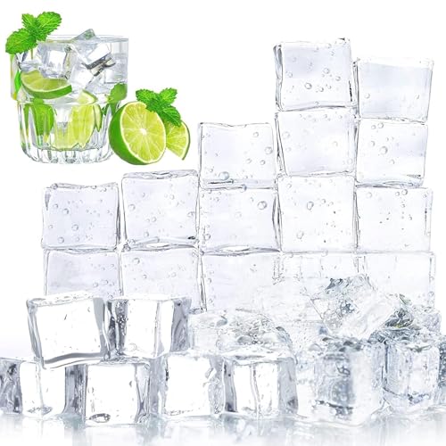 DomeStar 100PCS Clear Fake Ice Cubes, Acrylic Fake Ice Vase Fillers Centerpiece Photography Accessories Food Props Table Scatter Decoration - Image 1