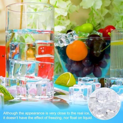DomeStar 100PCS Clear Fake Ice Cubes, Acrylic Fake Ice Vase Fillers Centerpiece Photography Accessories Food Props Table Scatter Decoration - Image 3