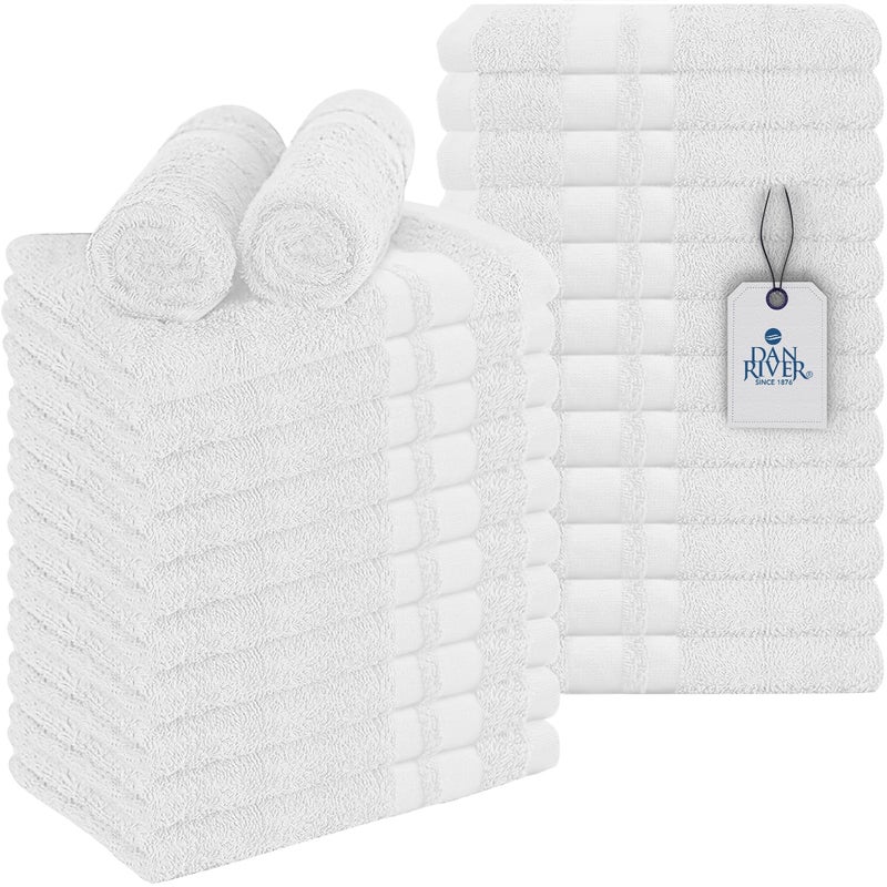 DAN RIVER 100 Cotton Salon Towels Set  16x26 inches White Pack of 24 400 GSM  Highly Absorbent and QuickDry Towels for Hand Salon Spa Beauty Gyms and Home Hair Care