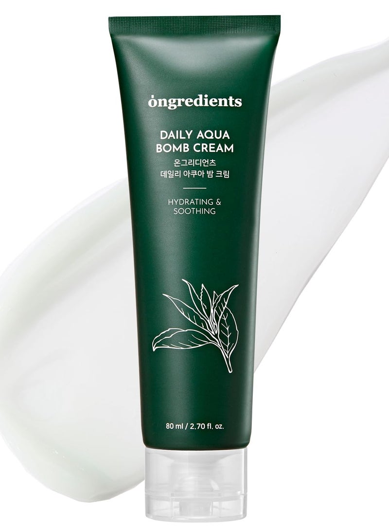 ONGREDIENTS ONGREDIENTS Daily Aqua Bomb Cream | Niacinamide, Panthenol, Hyaluronic Acid, Peptide Complex, Green Tea, Advanced Hydrating Formula for Dry, Sensitive Skin | Vegan, Korean Skin Care 80ml / 2.70 fl Oz - Image 1