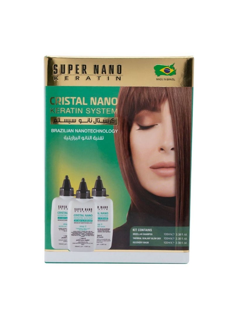 SUPER NANO KERATIN Cristal Nano Brazilian Keratin Kit 3x100ml - Image 1