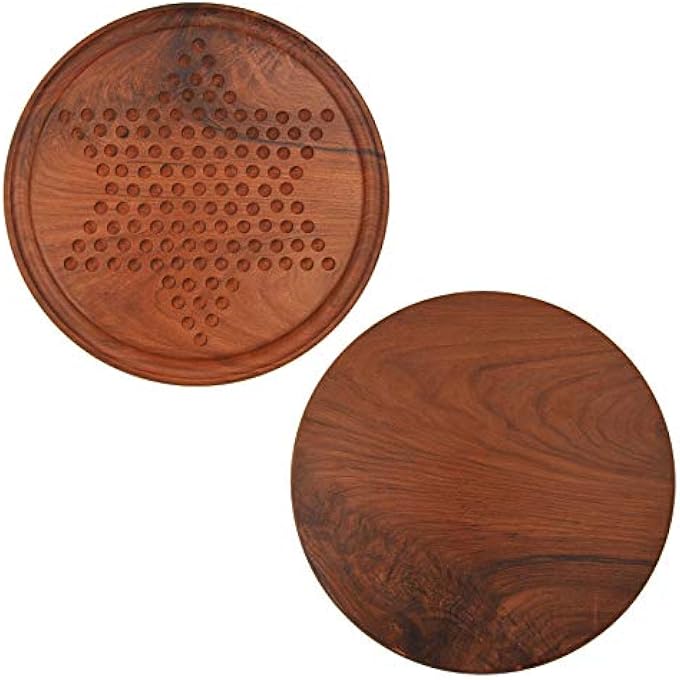 Toolart Fine Craft India Chinese Checkers Game Set with 12inch Wooden Board and Traditional Pegs Brown Extra 2 Beads of Each 6 Colors - Image 3