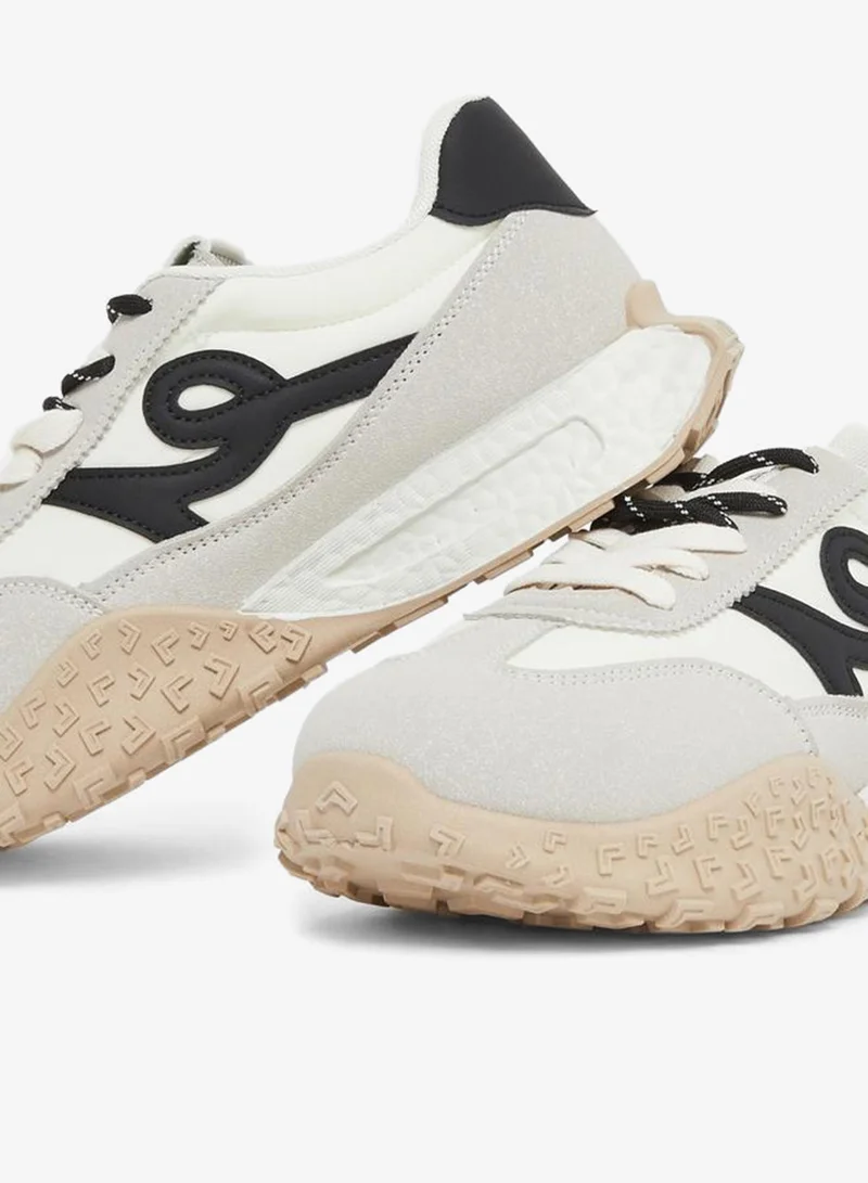 Styli grey Grey Panelled Lace Up Sneakers for Women | Best Price UAE