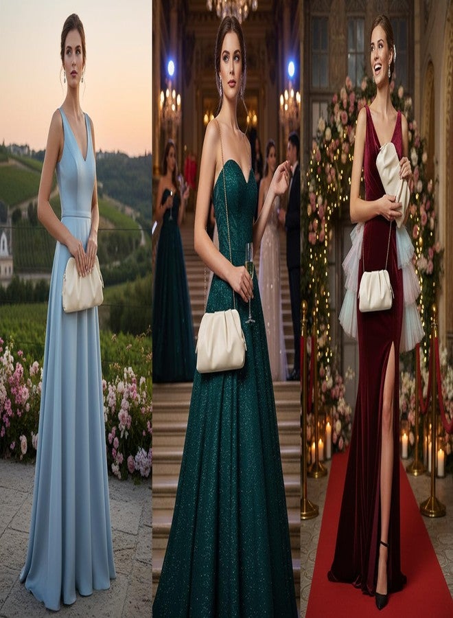 IXEBELLA Dressy PU Clutch Purse for Women Formal Soft Pleated Vegan Leather Evening Bag for Wedding/Prom/Cocktail Party (Off White) - Image 2