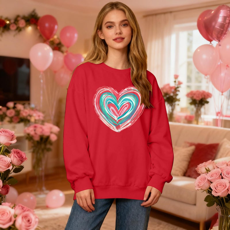 MYHALF Valentines Love Heart Sweatshirts: Womens Valentine Sweatshirts Casual Lovely Graphic Long Sleeve Pullover Tops - Image 4
