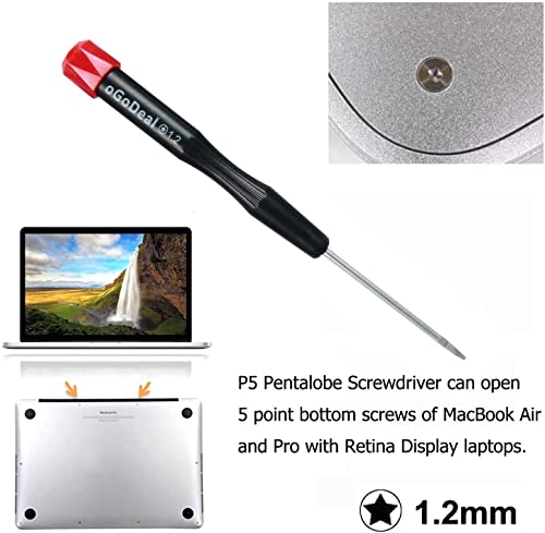oGoDeal P2 P5 P6 Pentalobe Screwdriver, 5 Pointed Star, 0.8mm, 1.2mm and 1.5mm, T5 Trox, Screwdriver for Apple, iPhone, Macbook Pro & Air and Retina and Repair Tool - Image 3