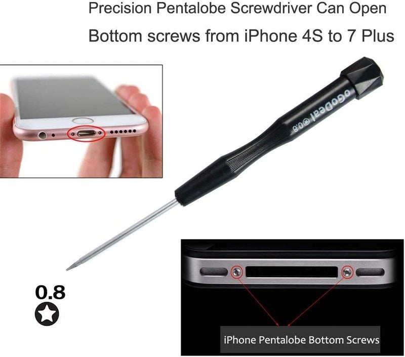 oGoDeal P2 P5 P6 Pentalobe Screwdriver, 5 Pointed Star, 0.8mm, 1.2mm and 1.5mm, T5 Trox, Screwdriver for Apple, iPhone, Macbook Pro & Air and Retina and Repair Tool - Image 2