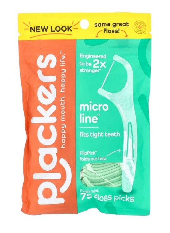 Plackers Micro Line Floss Picks Fresh Mint 75 Count - Image 1