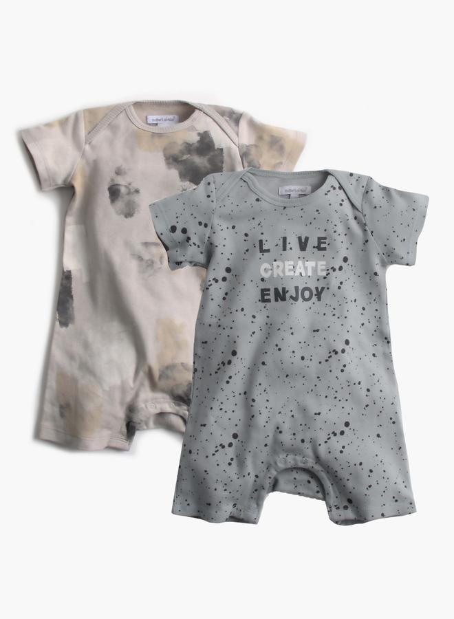 Mothers Choice Pack Of 2 - Tie Dye Print Short Romper - Image 1