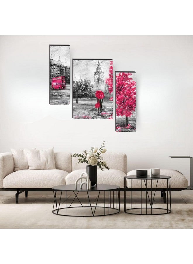 Masstone Romantic Painting For Bedroom | Romantic Couple London Street View Wall Art 24x18 inch | Couples Painting Set of 3 | Couple Painting For Wall Decoration - Image 3