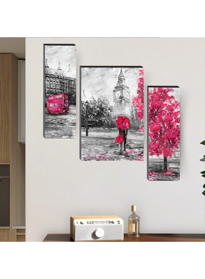 Masstone Romantic Painting For Bedroom | Romantic Couple London Street View Wall Art 24x18 inch | Couples Painting Set of 3 | Couple Painting For Wall Decoration - Image 4