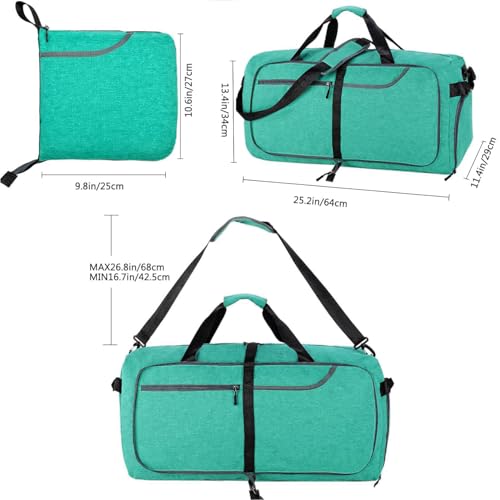 Yuhan Pretty Travel Duffle Bag for Men, Large Foldable Duffel Bags for Traveling with Shoes & Wet Compartment Waterproof Weekender Gym Bag for Men Women(65LTeal) - Image 3