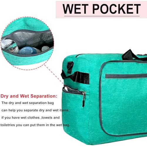 Yuhan Pretty Travel Duffle Bag for Men, Large Foldable Duffel Bags for Traveling with Shoes & Wet Compartment Waterproof Weekender Gym Bag for Men Women(65LTeal) - Image 2