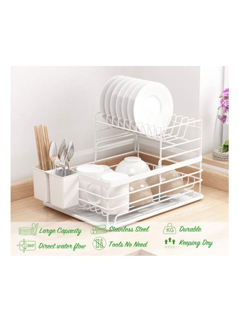Dish Drying Stand Bowl Storage Rack Plate Organizer Utensil Holder for Kitchen Counter top Large Capacity Antibacterial