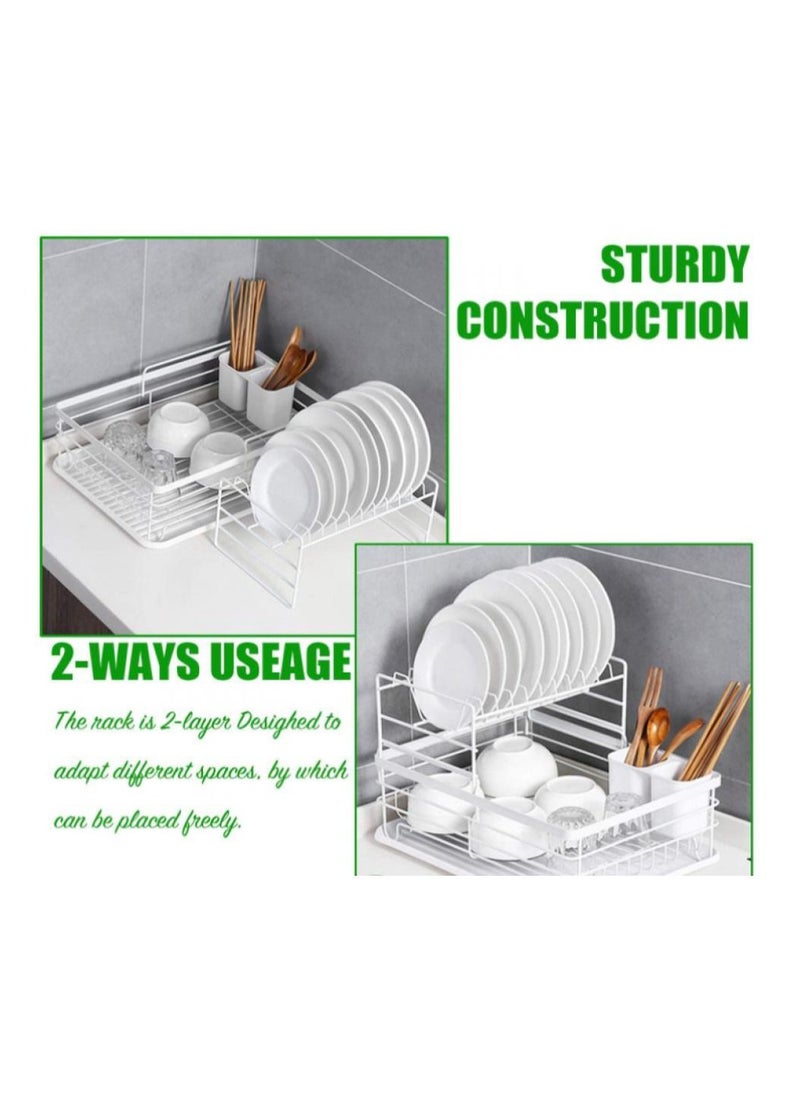 Dish Drying Stand Bowl Storage Rack Plate Organizer Utensil Holder for Kitchen Counter top Large Capacity Antibacterial