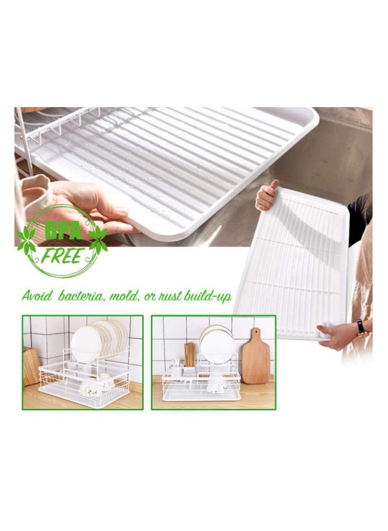Dish Drying Stand Bowl Storage Rack Plate Organizer Utensil Holder for Kitchen Counter top Large Capacity Antibacterial