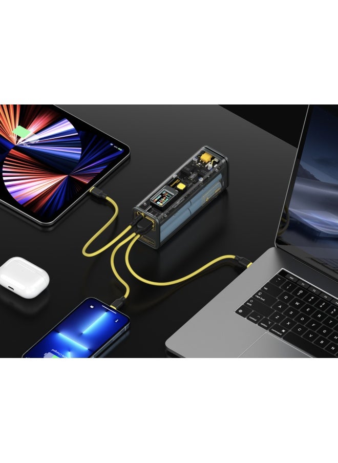 SHARGE - SHARGE Portable Charger Storm 2 100W 25600mAh Laptop Power Bank with DC Port World's First See Through Battery Pack with Screen for MacBook Pro iPhone 16/15/14 Samsung Galaxy Google Pixel - Image 1