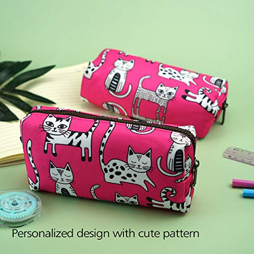 LParkin Pink Cat Pencil Case Makeup Bag Cat Lover Gift Crazy Cat Lady Toiletry Case Pouch Gifts for Teens Cosmetic Bag Kawaii Box Stationary Gadget Bag - Image 5