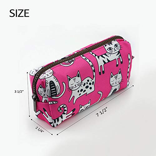 LParkin Pink Cat Pencil Case Makeup Bag Cat Lover Gift Crazy Cat Lady Toiletry Case Pouch Gifts for Teens Cosmetic Bag Kawaii Box Stationary Gadget Bag - Image 2