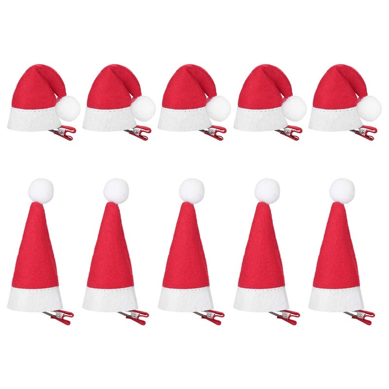 Beaupretty 10 Pieces Santa Hat Hair Clips Christmas Hair Clips Christmas Hat Hair Accessories Cute Mini Red Santa Hat Alligator Clips Christmas Hair Accessories for Women Girls
