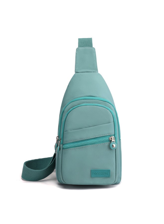 Chest Bag Women's Casual Travel Shoulder Bag Lightweight Nylon Cloth Bag Fashion Korean Style Chest Bag Messenger Bag Backpack-Color:Green - Image 1