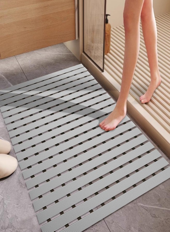 Tiamo Non Slip Large Shower Mat(35.4"*23.6"),Extra Large Shower Mats for Inside Shower, Non Slip Shower Mat for Elderly,Non Suction Cups Heavy Duty Bathtub Mat,Rubber - Image 1