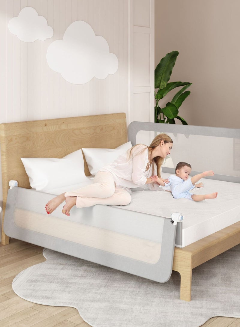 Bed Rails for Toddlers, Swing Down Safety Bed Guard for Convertible Crib, Folding Toddler Bed Rails Guard for Kids Twin, Double, Full-Size Queen  King Mattress - Image 2