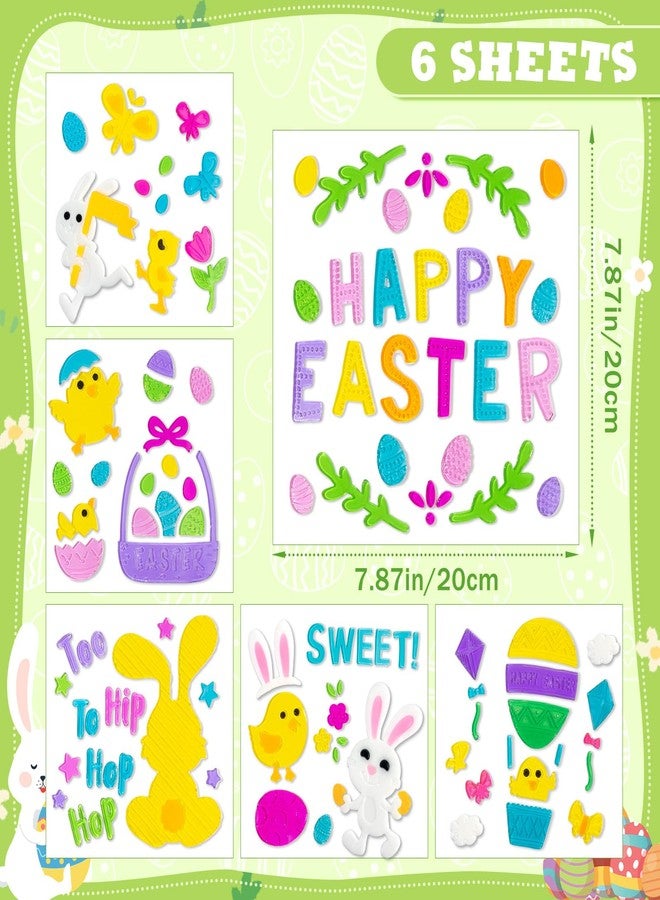 HOHUCRAB 6Pcs Easter Window Clings Jelly Stickers Bunny Egg Flower Chick Butterfly for Glass Windows Mirrors Refrigerators, Easter Window Decorations for Home Office Party - Image 2