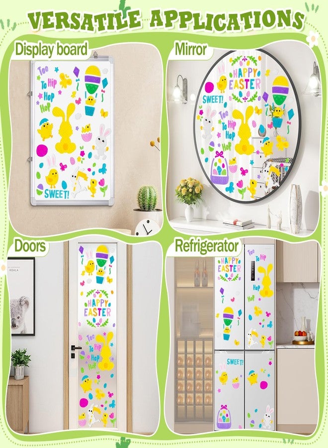 HOHUCRAB 6Pcs Easter Window Clings Jelly Stickers Bunny Egg Flower Chick Butterfly for Glass Windows Mirrors Refrigerators, Easter Window Decorations for Home Office Party - Image 4