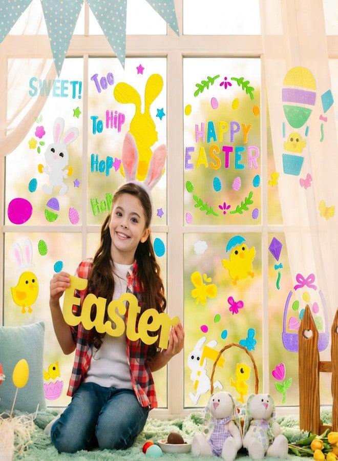 HOHUCRAB 6Pcs Easter Window Clings Jelly Stickers Bunny Egg Flower Chick Butterfly for Glass Windows Mirrors Refrigerators, Easter Window Decorations for Home Office Party - Image 5