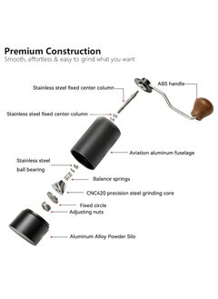 Brutelle Manual Coffee Grinder Hand Coffee Grinder Capacity 25g with Adjustable Dragon CNC Stainless Steel Conical Burr for Drip Coffee French Press Turkish Brew  - Image 3