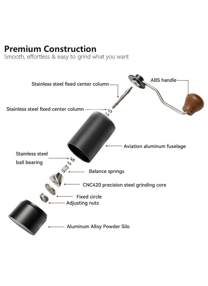 Brutelle - Manual Coffee Grinder Hand Coffee Grinder Capacity 25g with Adjustable Dragon CNC Stainless Steel Conical Burr for Drip Coffee French Press Turkish Brew - Image 1