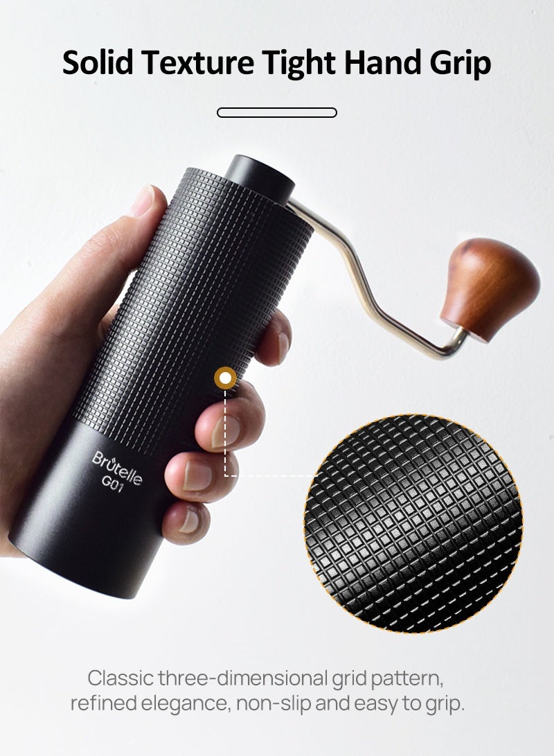 Brutelle V60 Manual Coffee Grinder, Hand Coffee Grinder 25g Capacity with Adjustable Dragon CNC Stainless Steel Conical Burr , Anti-Slip Bottom Silicone Pad for Stable Grinding for Drip Coffee French Press Turkish Brew - Image 2