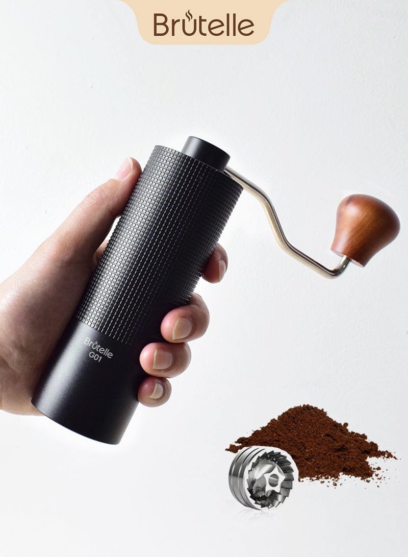Brutelle V60 Manual Coffee Grinder, Hand Coffee Grinder 25g Capacity with Adjustable Dragon CNC Stainless Steel Conical Burr , Anti-Slip Bottom Silicone Pad for Stable Grinding for Drip Coffee French Press Turkish Brew - Image 1