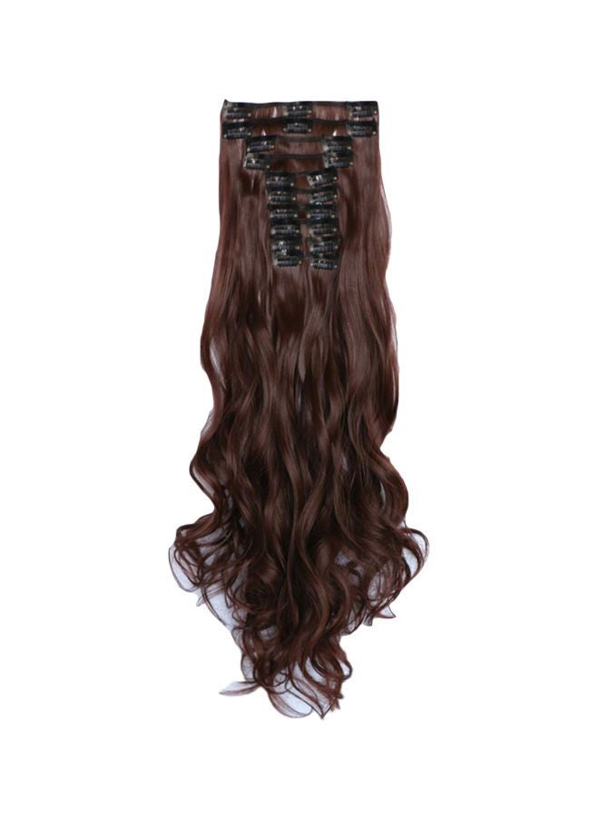 NIBEMINENT 12-Piece Curly Hair Extension Brown