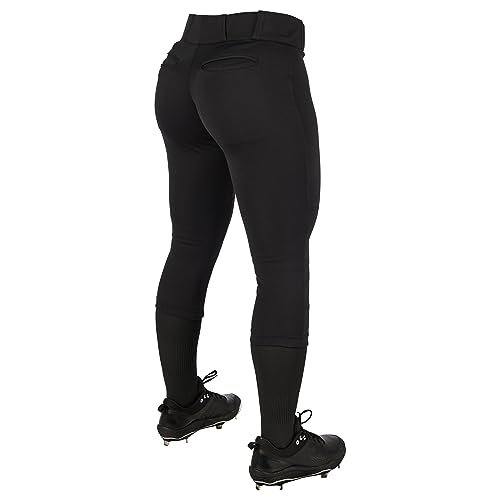 Champro Girls' Standard Low-Rise Softball Pants, Black, Large - Image 2