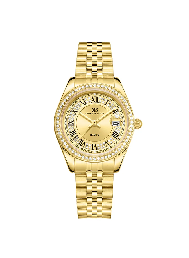 كينيث سكوت Kenneth Scott Women's Champagne Dial Analog Watch - K23544-GBGC