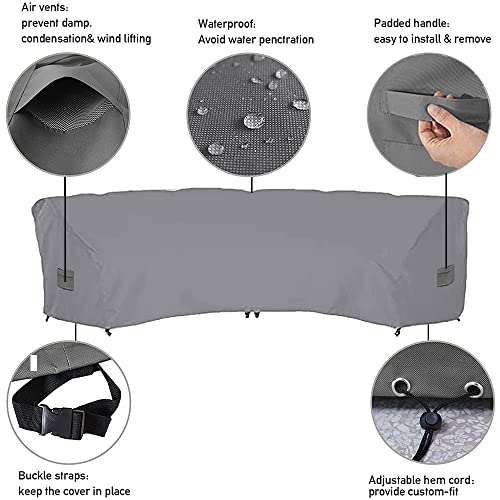 Skyour Patio Sectional Curved Sofa Protector Cover Waterproof Heavy Duty 420D Oxford Outdoor Sectional Curved Couch Sofa Furniture Covers with Windproof Reinforced Buckles 8976x4567x3386in - Image 3
